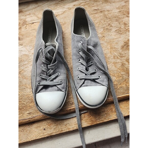 CONVERSE All Star Low Top Gray Sneakers Women’s Sz 9 Canvas Shoes - Picture 1 of 14